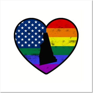 New Hampshire United States Gay Pride Flag Heart Posters and Art